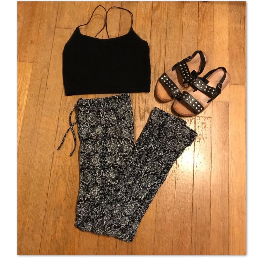 Black and white patterned joggers